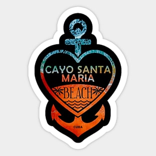 Cayo Santa Maria Beach, Cuba, Sandy Heart Ship Anchor Sticker